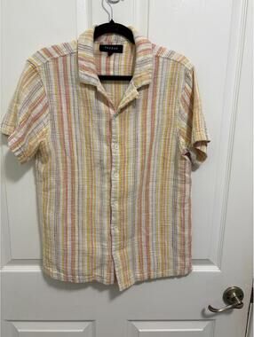 Pacsun Men's Short Sleeve Button-Up Shirt Medium Cotton Striped